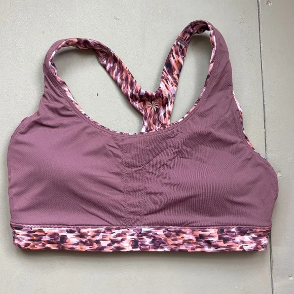 EUC Athleta Ultimate Sports Bra S Flare Abstract Maroon Pink Mauve - Picture 5 of 7